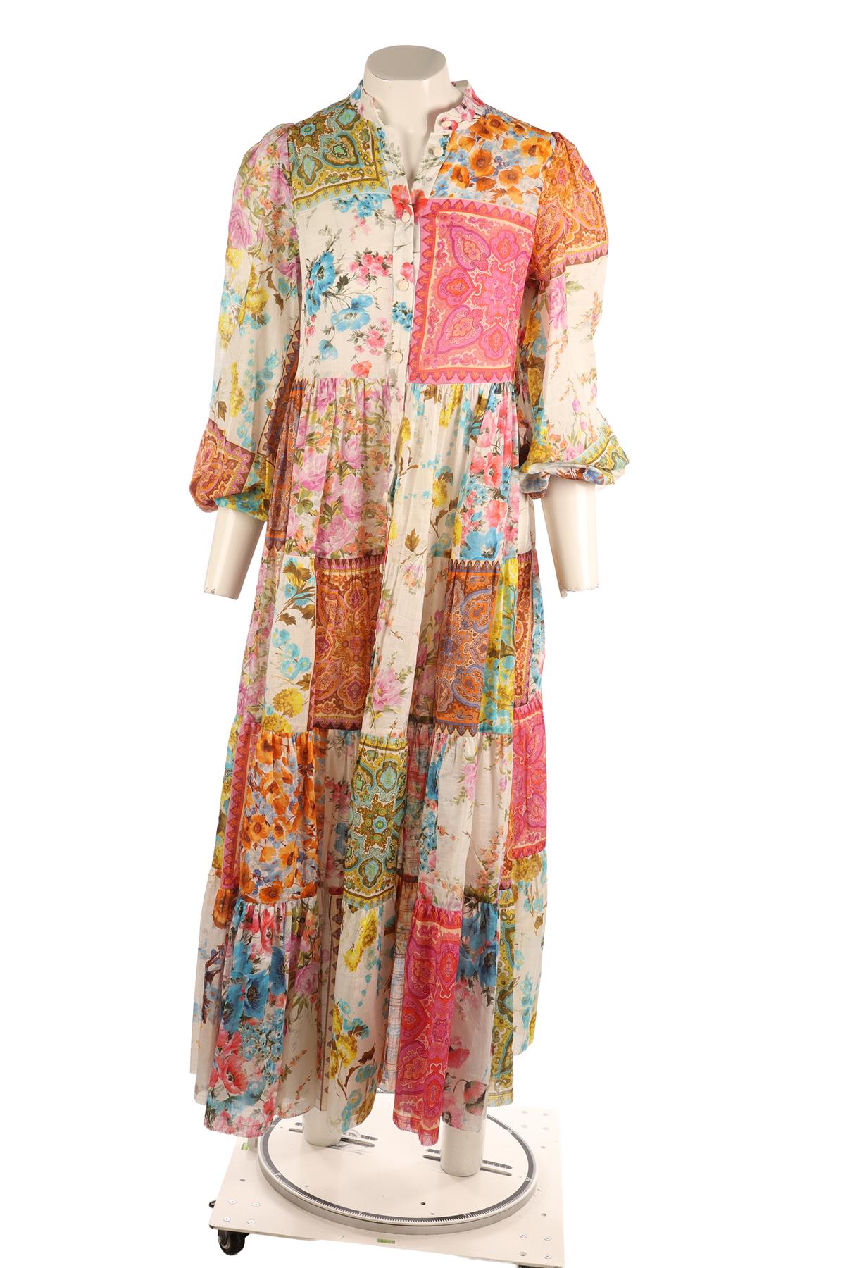 ZIMMERMANN MULTI COTTON MAXI DRESS 0 UK 8