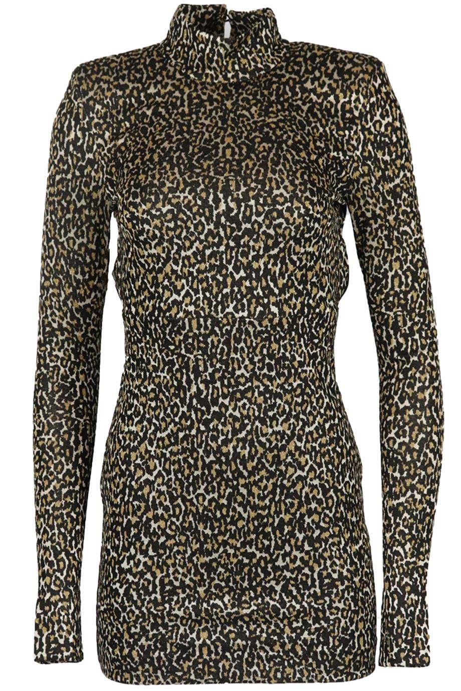 DUNDAS + REVOLVE OPEN BACK LEOPARD JACQUARD STRETCH MINI DRESS SMALL