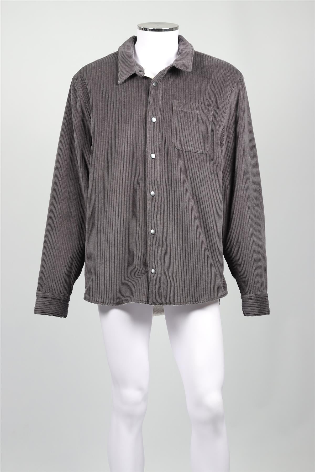 JAMES PERSE GREY MEN'S CORDUROY AND FLEECE JACKET XXLARGE