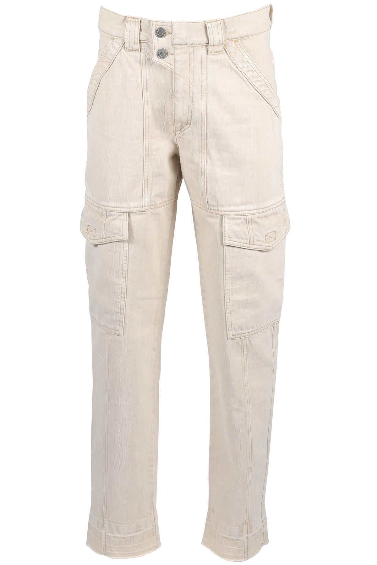 ISABEL MARANT ÉTOILE CREAM COTTON CARGO PANTS FR 38 UK 10