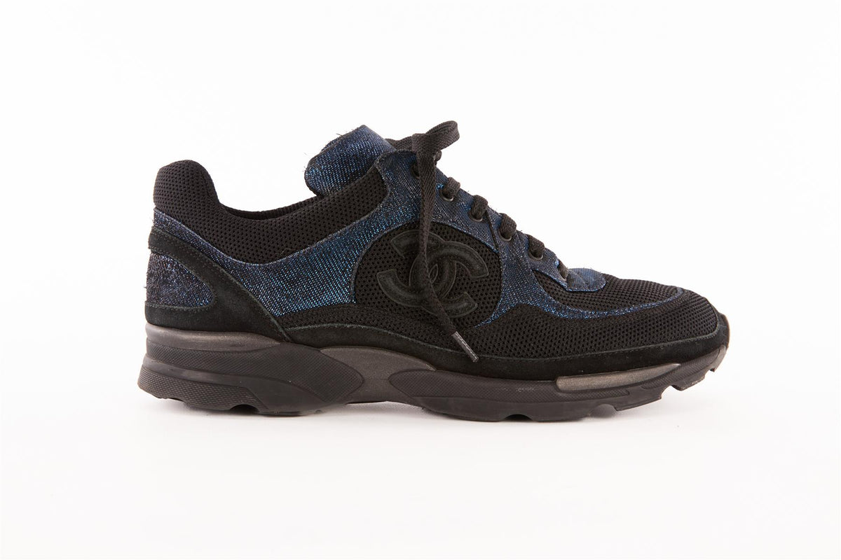 CHANEL BLUE CC FABRIC SNEAKERS EU 39 UK 6 US 9