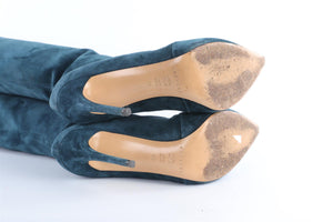 CASADEI BLUE SUEDE OVER THE KNEE BOOTS