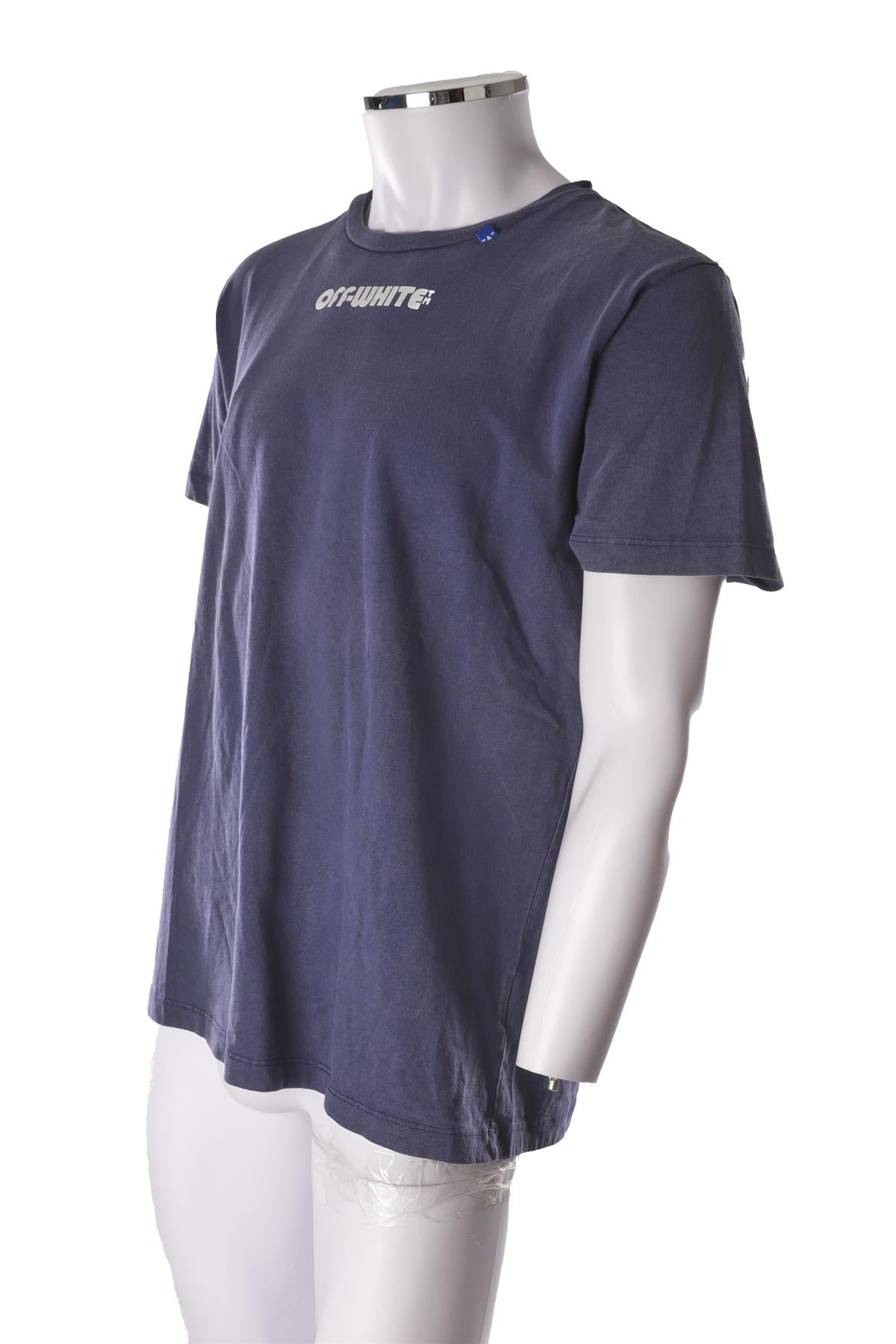 OFF-WHITE BLUE MEN'S COTTON T-SHIRT MEDIUM