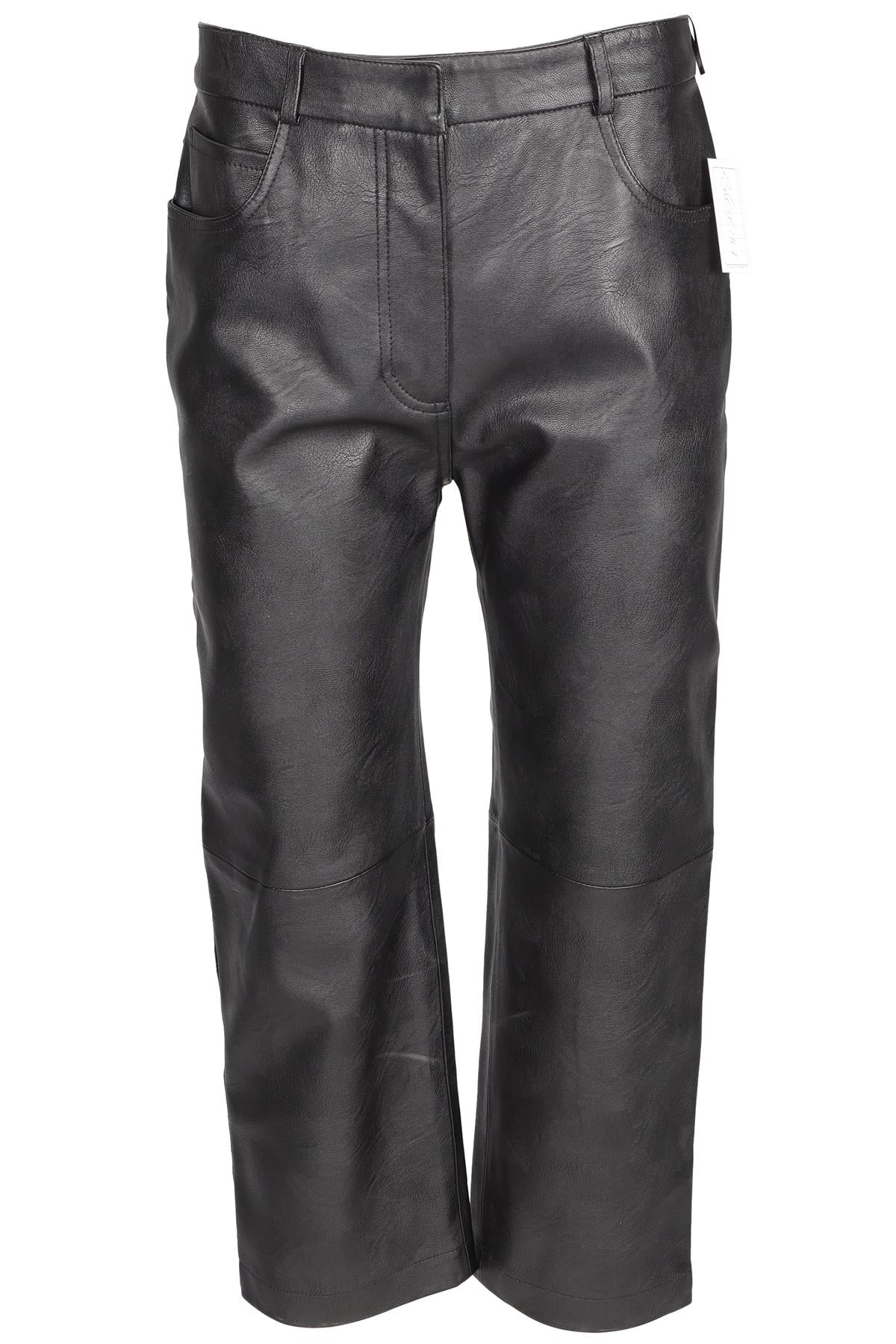 STELLA MCCARTNEY BLACK FAUX LEATHER STRAIGHT LEG PANTS IT 42 UK 10