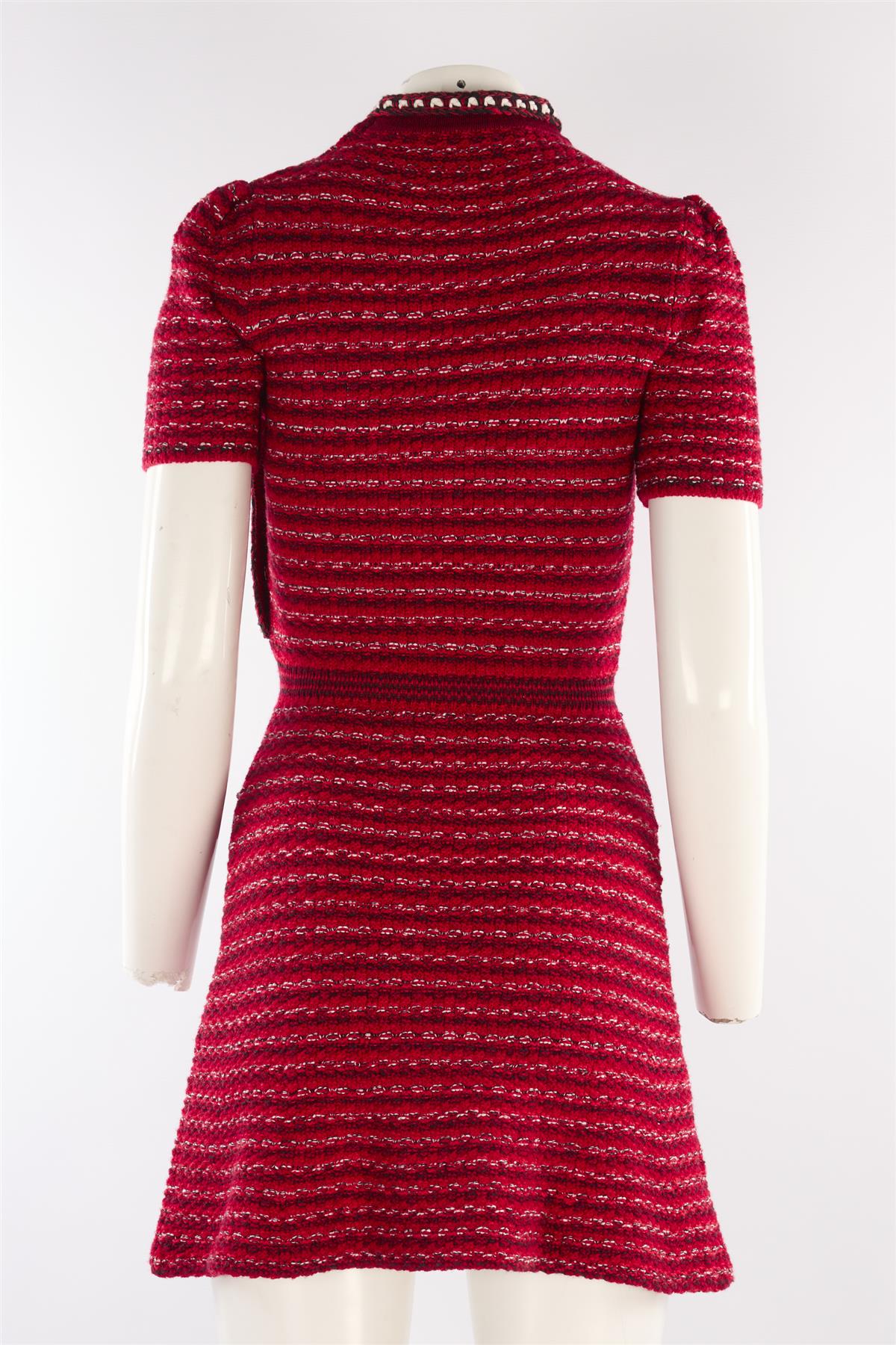 SELF-PORTRAIT RED WOOL MINI DRESS SMALL