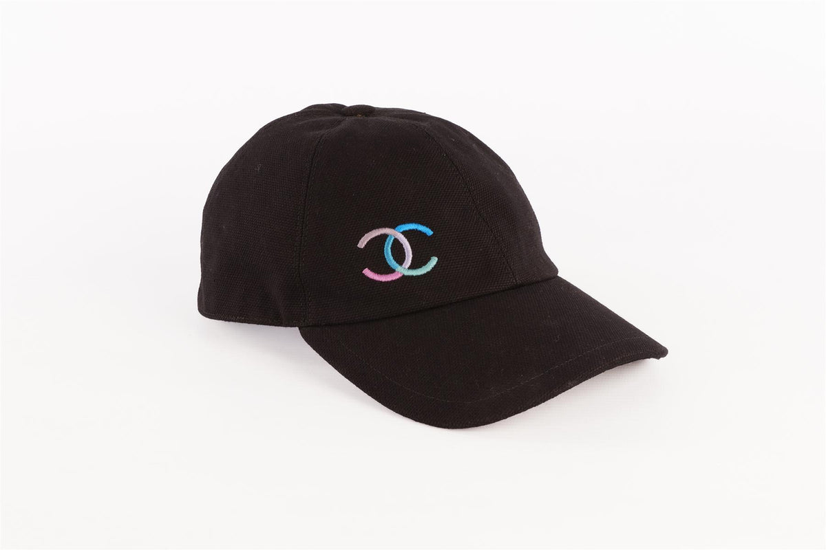 CHANEL BLACK COTTON BASEBALL CAP ONE SIZE