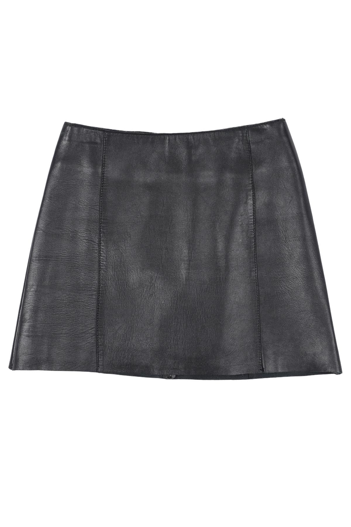 MAJE BLACK LEATHER MINI SKIRT FR 36 UK 8