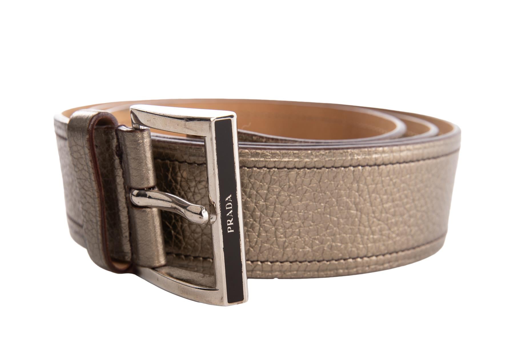 PRADA BRONZE LEATHER BELT 90CM