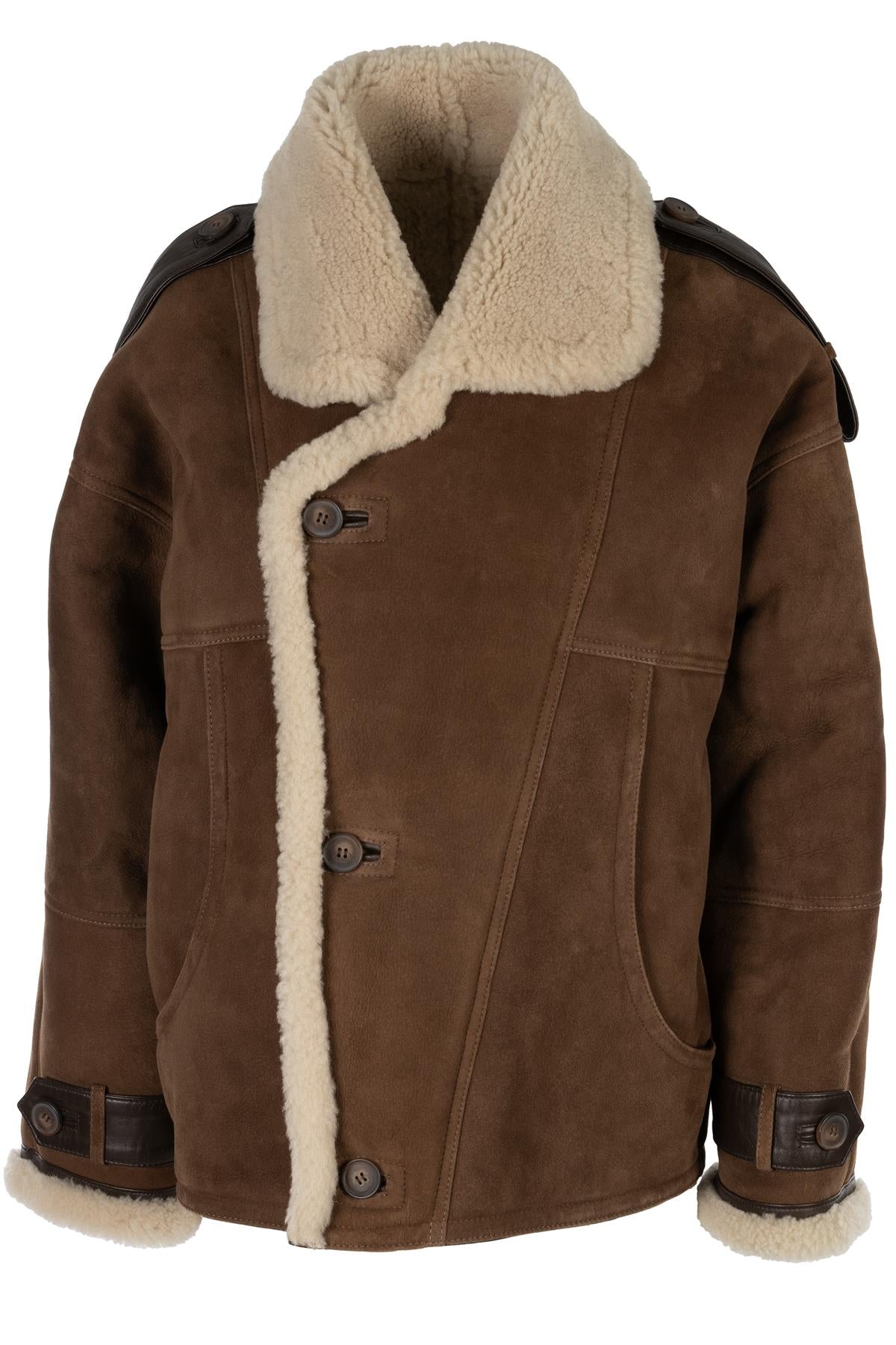 MEOTINE BROWN ZOE SUEDE AND SHEARLING JACKET XSMALL - SMALL