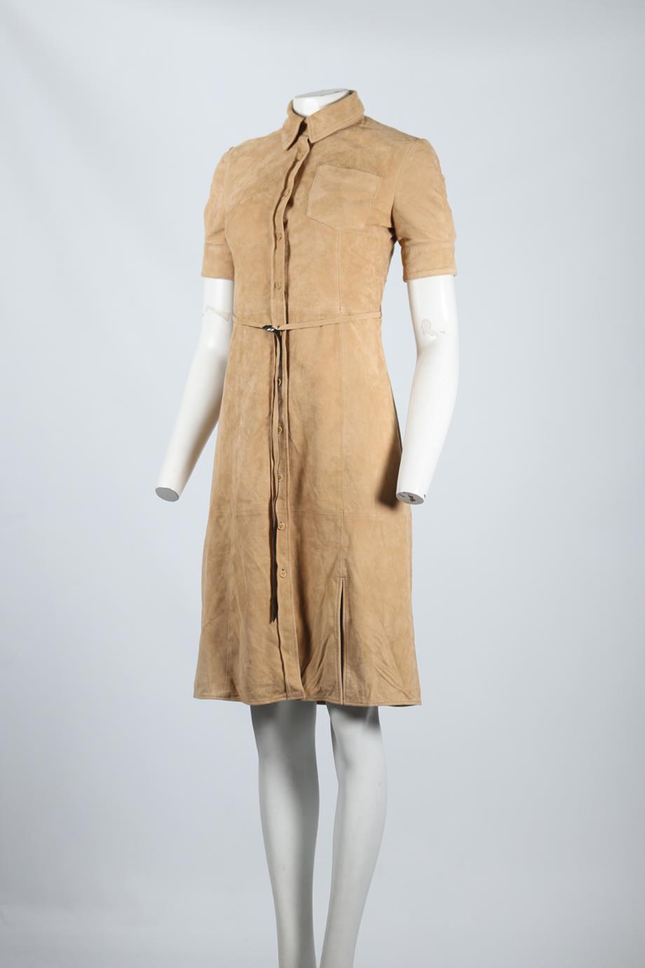 ALTUZARRA BELTED SUEDE MIDI DRESS FR 34 UK 6