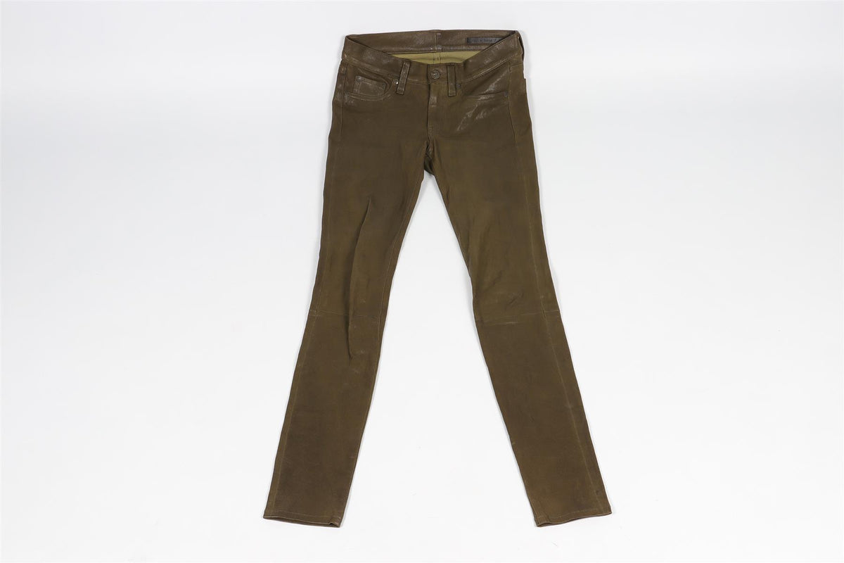 RAG & BONE GREEN LEATHER SKINNY PANTS W 29 UK 10-12