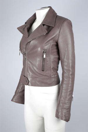 BALENCIAGA MAUVE LEATHER JACKET FR 36 UK 8