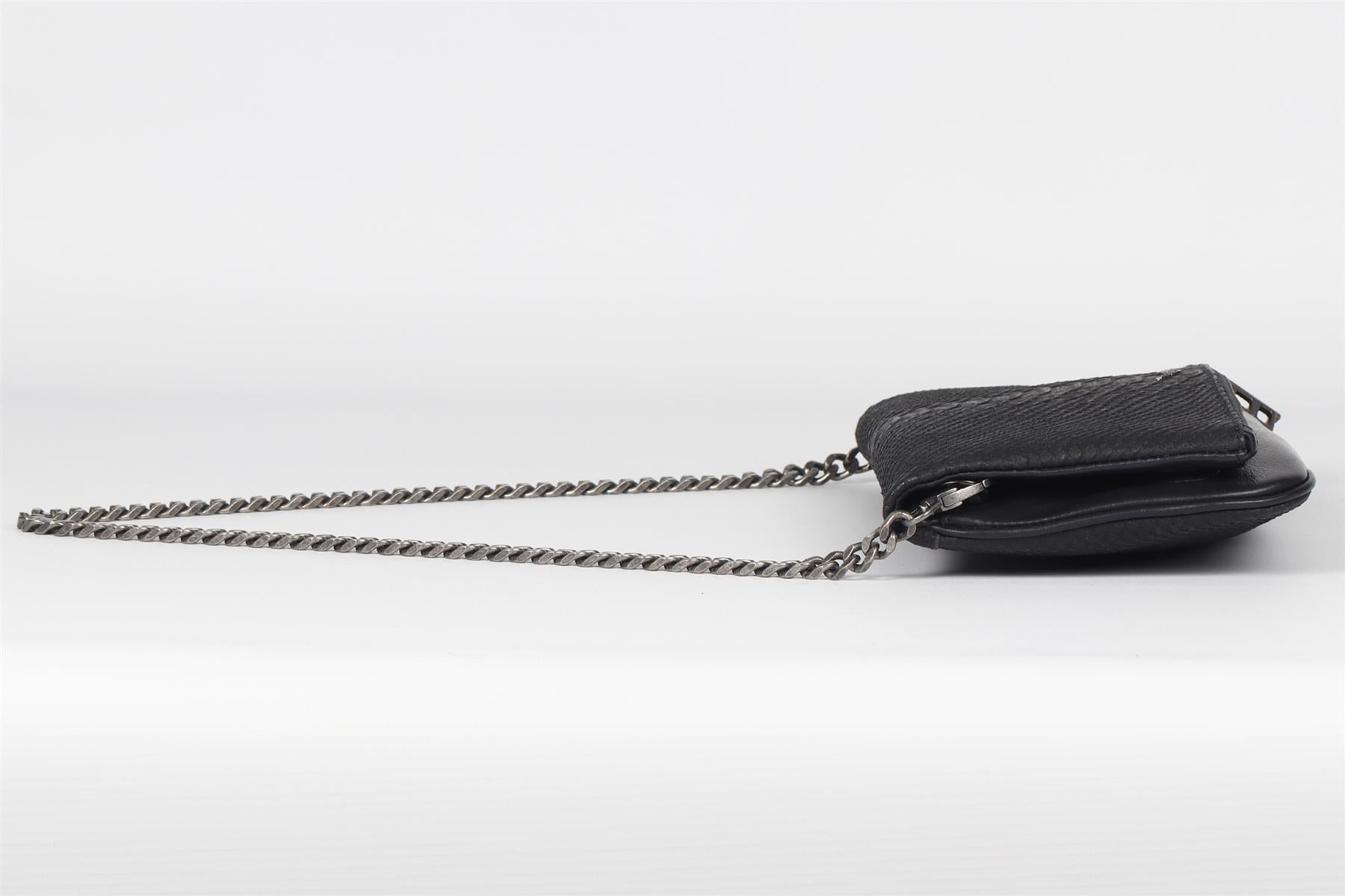 ZADIG & VOLTAIRE BLACK SAVAGE SNAKE EFFECT LEATHER SHOULDER BAG