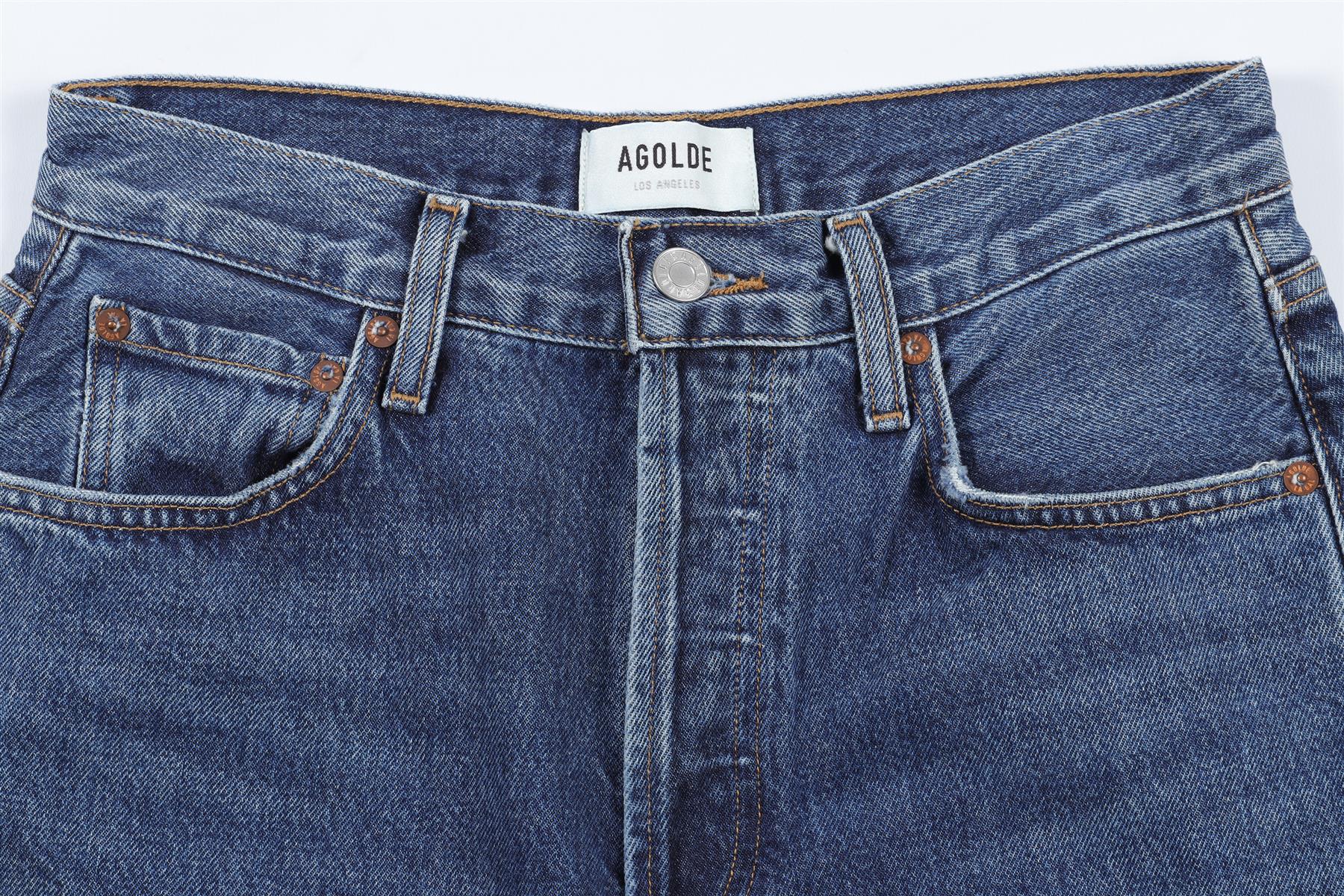 AGOLDE NAVY HIGH RISE WIDE LEG JEANS W24 UK 6