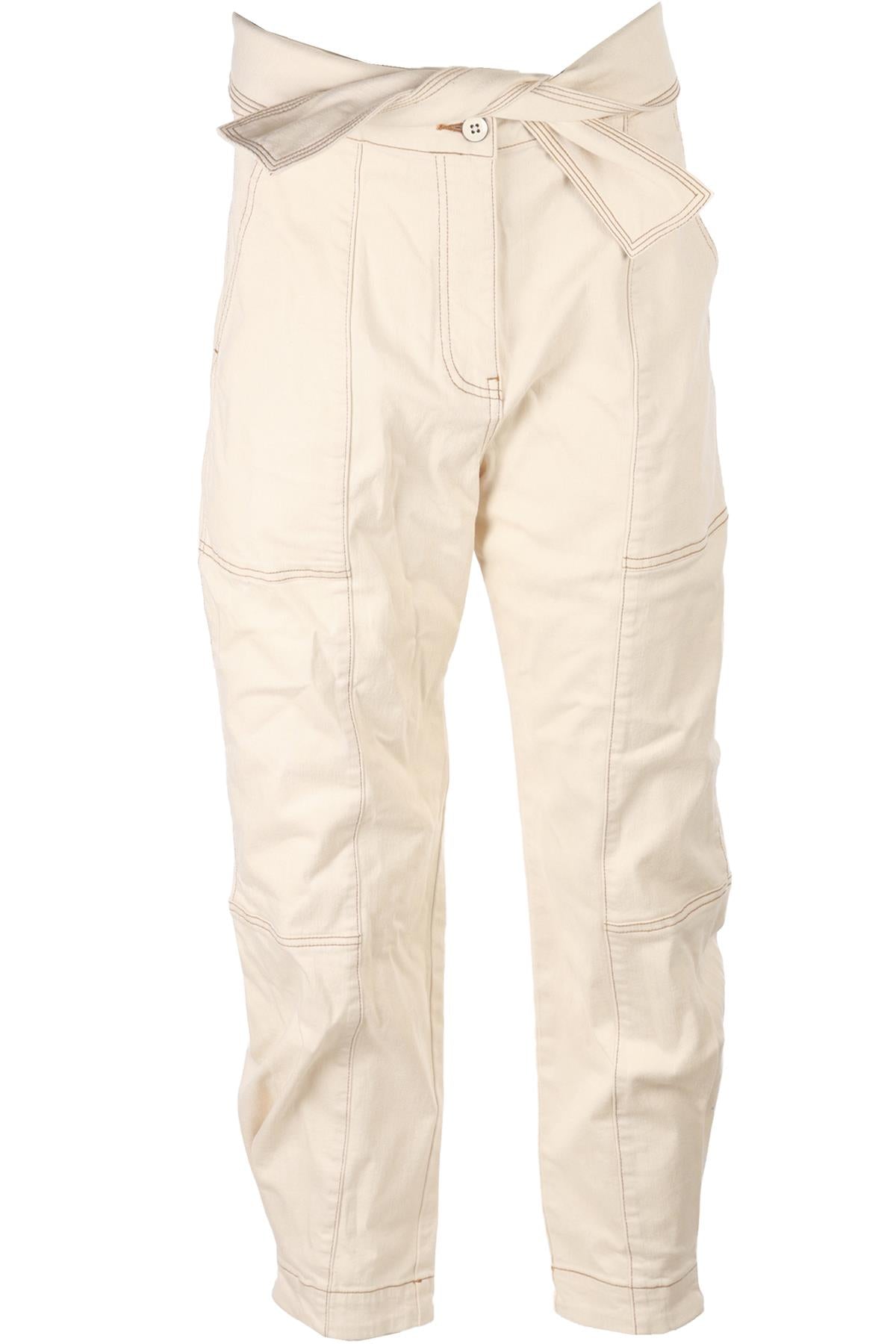 ULLA JOHNSON CREAM COTTON TAPERED PANTS US 8 UK 12