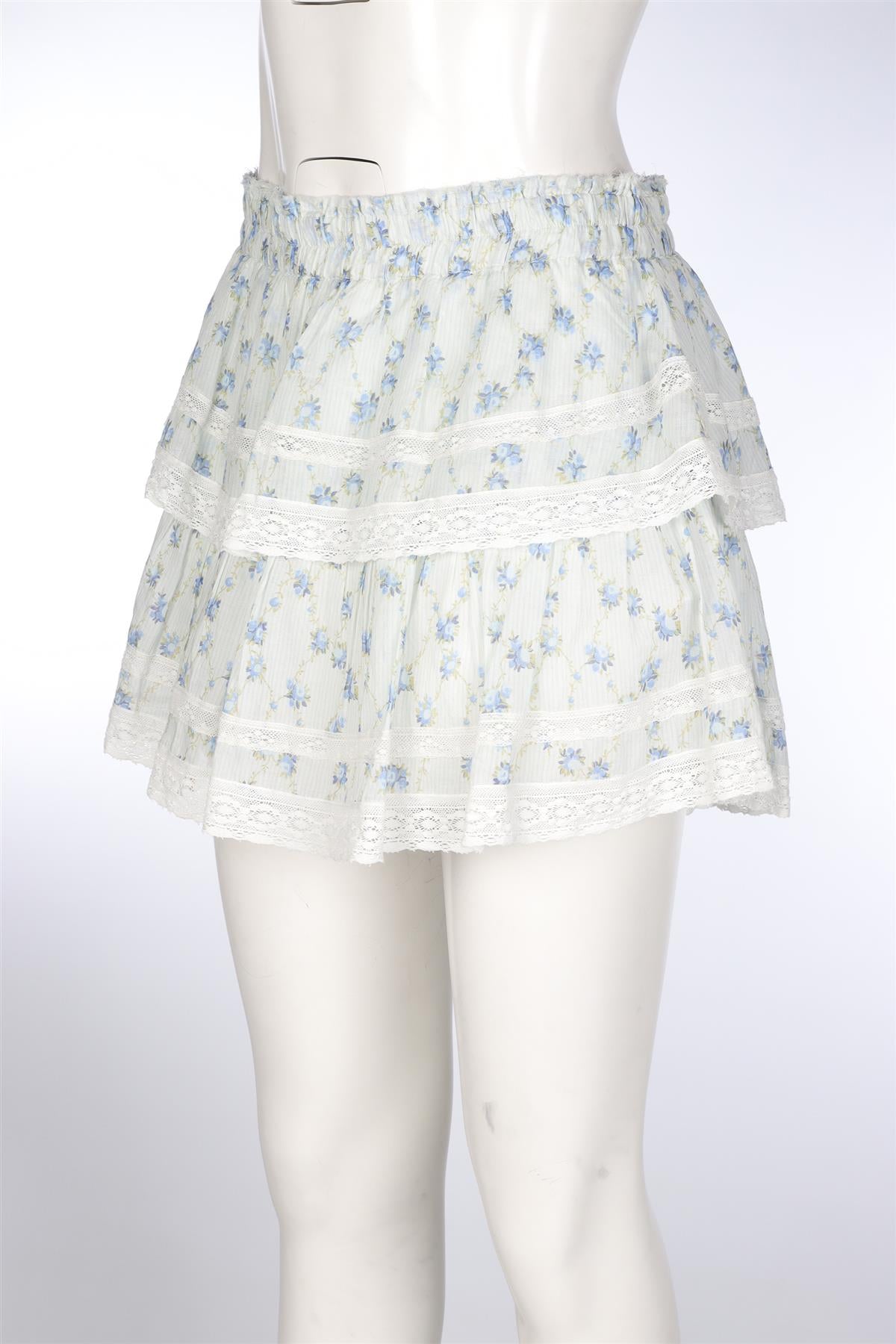LOVESHACKFANCY BLUE COTTON MINI SKIRT MEDIUM
