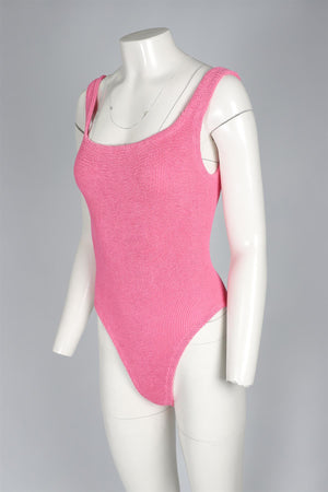 HUNZA G PINK KNIT SWIMSUIT ONE SIZE