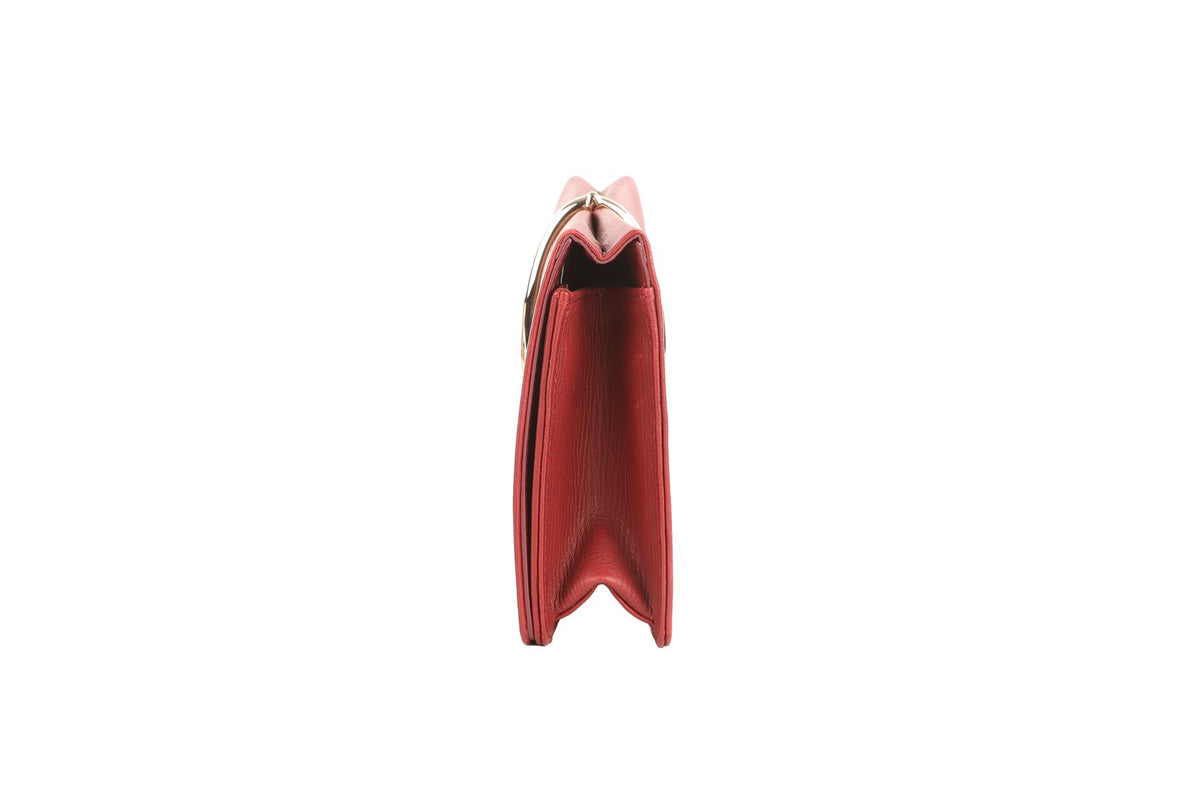 NINA RICCI BURGUNDY LEATHER CLUTCH