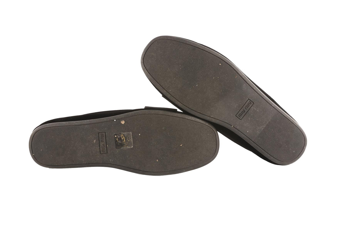 MIU MIU BLACK VELVET LOAFERS EU 39 UK 6 US 9