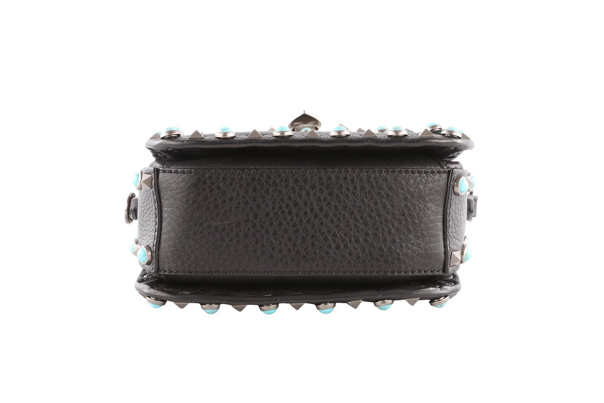 VALENTINO GARAVANI BLACK ROCKSTUD LEATHER CROSSBODY BAG