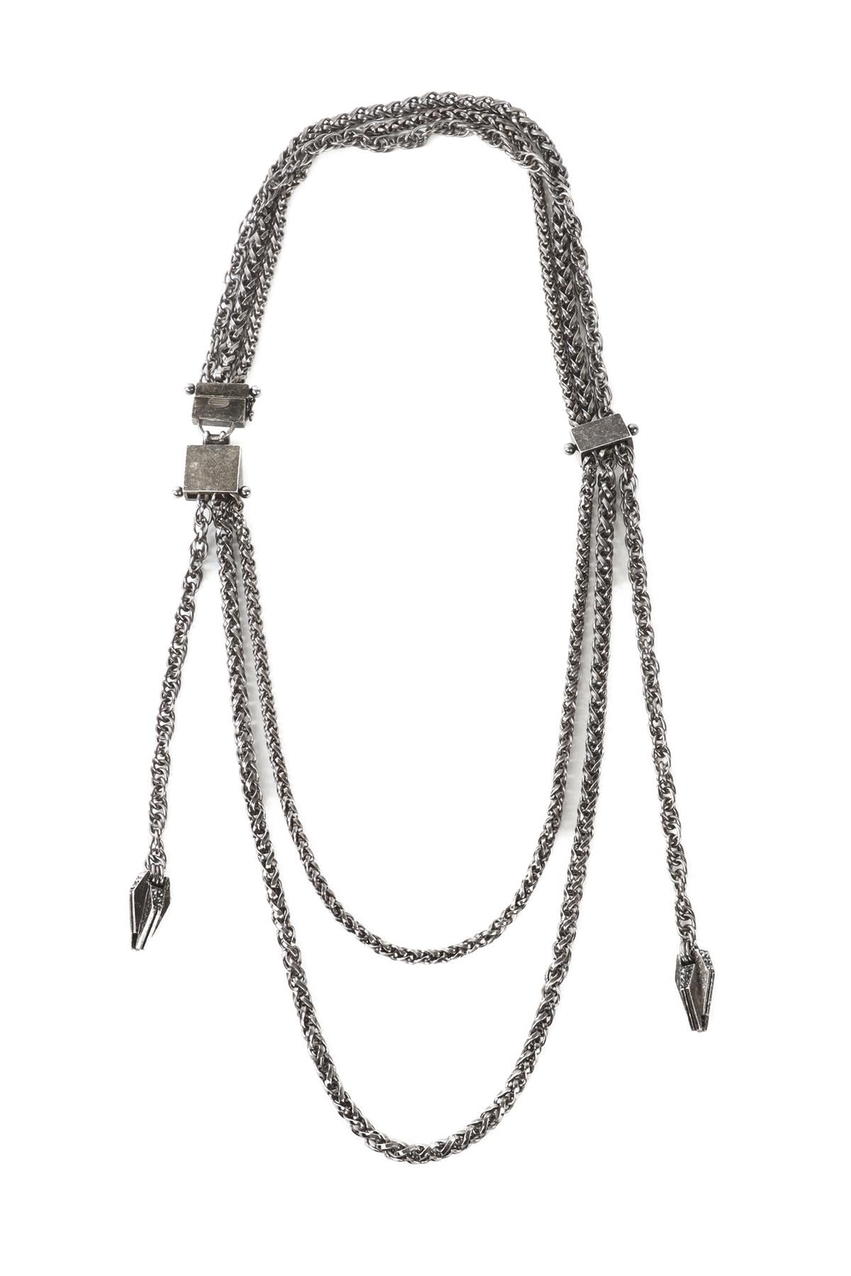 LANVIN GREY CRYSTAL AND CHAIN WAIST BELT