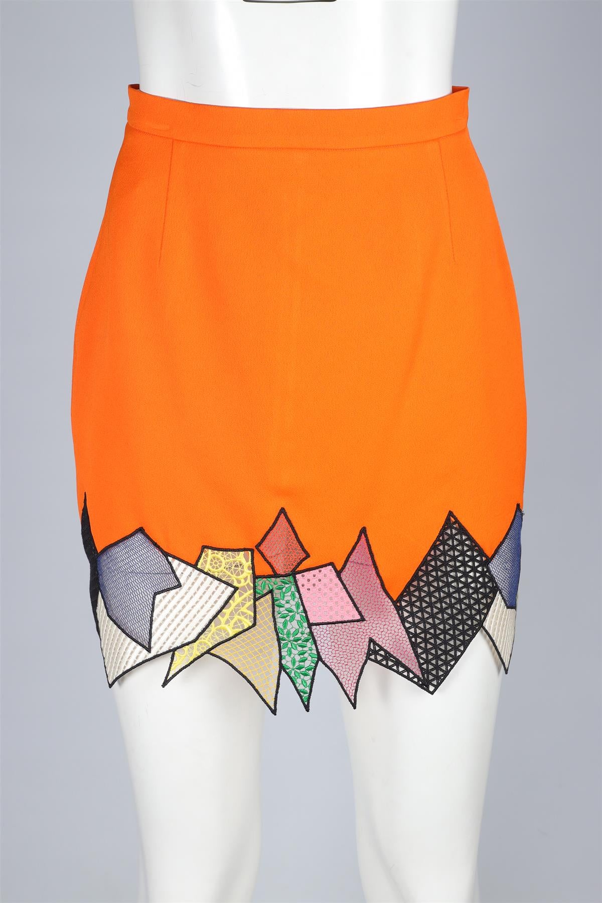 CHRISTOPHER KANE ORANGE CREPE MINI SKIRT UK 8