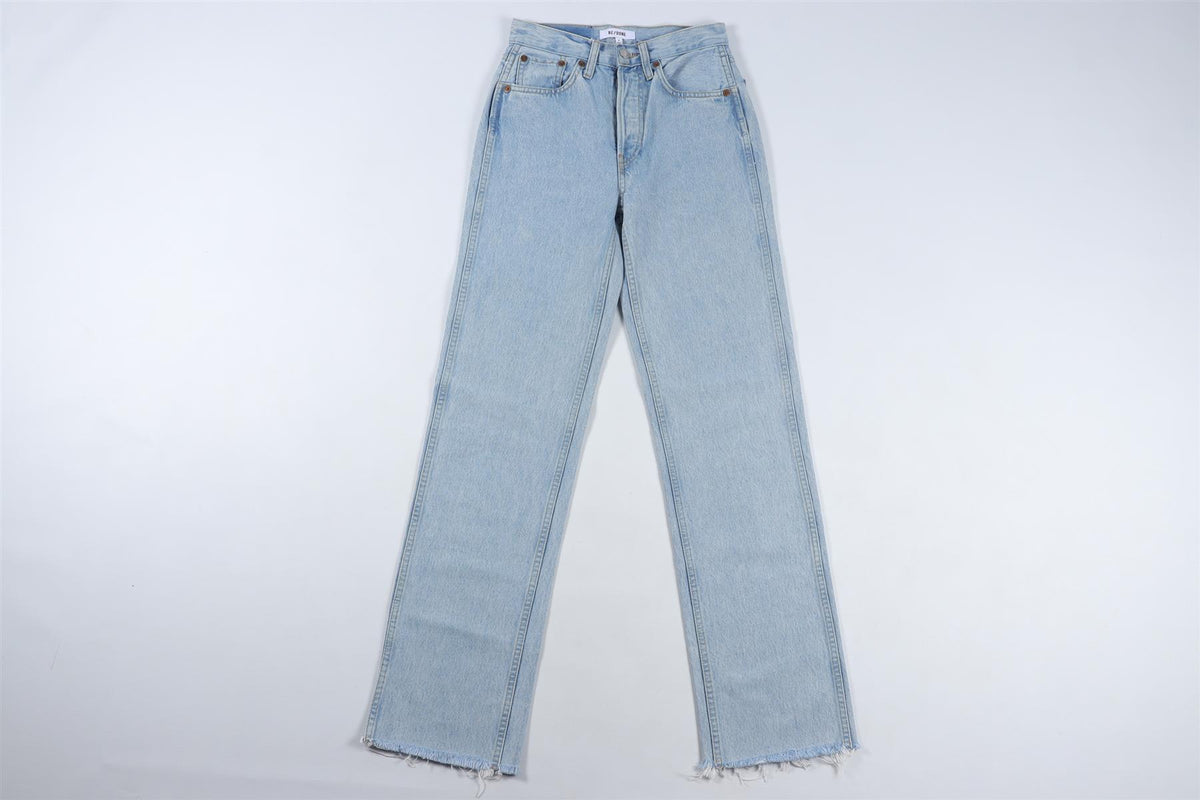 RE/DONE BLUE HIGH RISE STRAIGHT LEG JEANS W24 UK 6