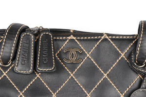 CHANEL BLACK 2002 WILD STITCH QUILTED LEATHER SHOULDER BAG