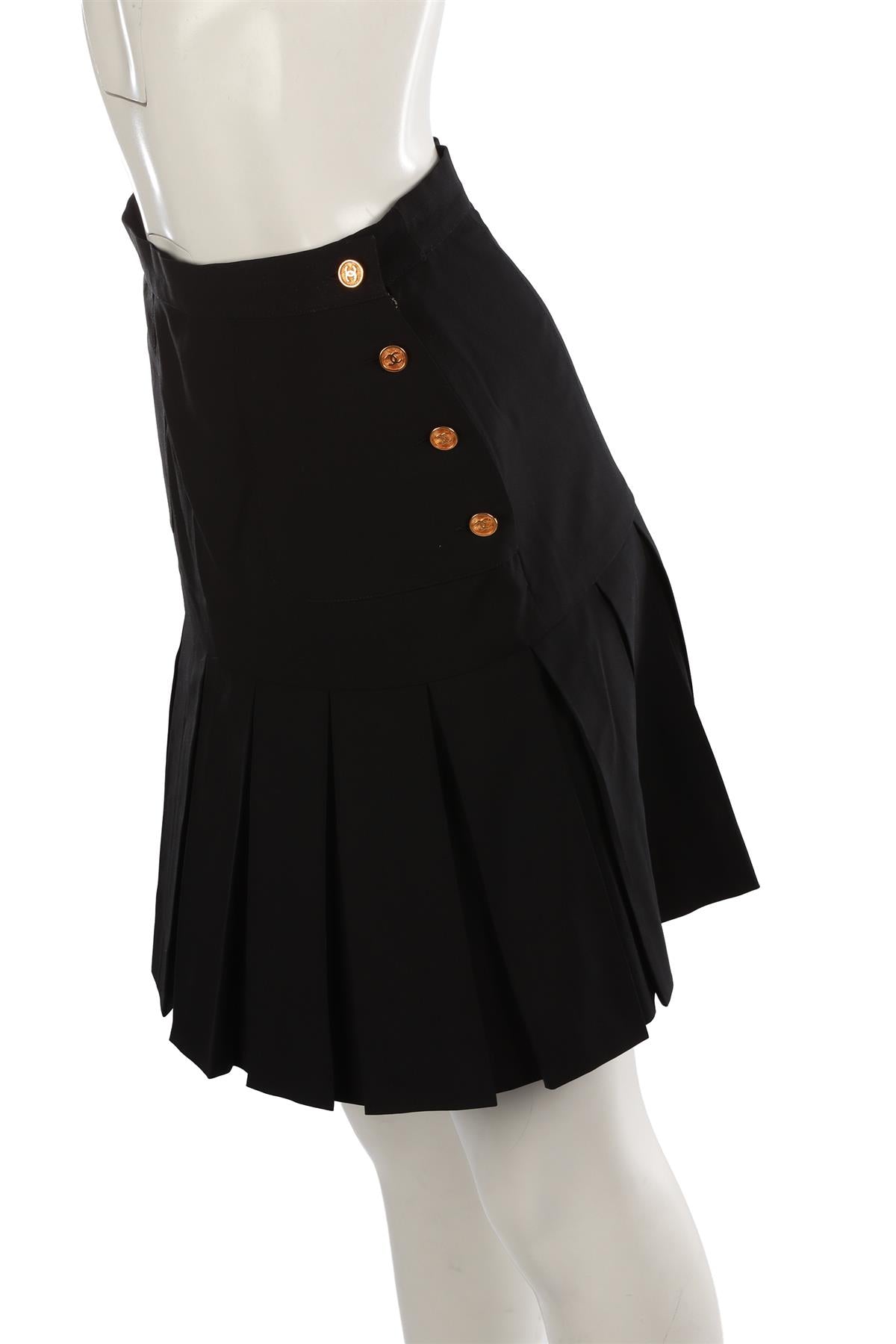 CHANEL BLACK COTTON MINI SKIRT SMALL