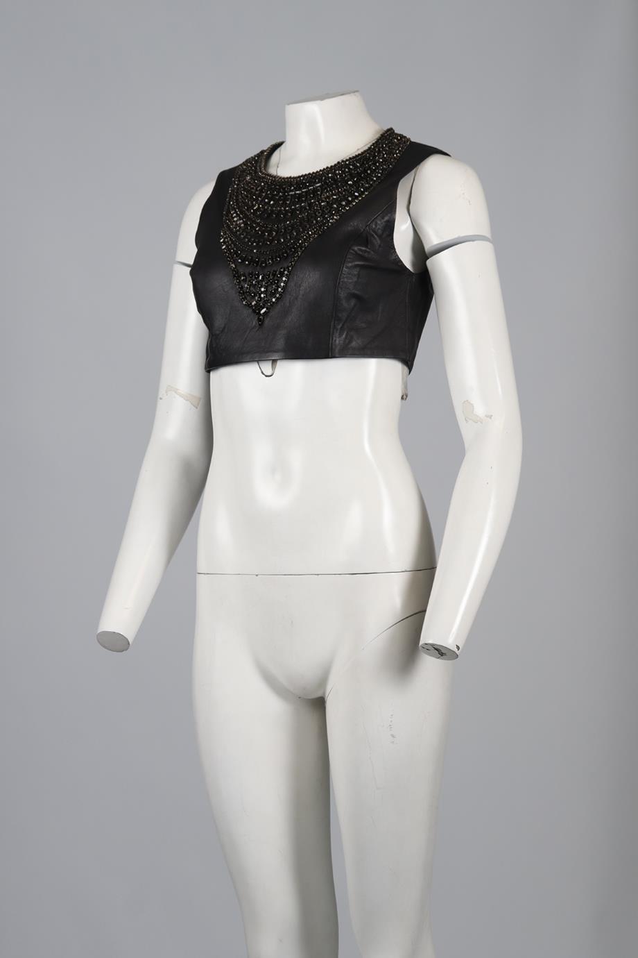 HAUTE HIPPIE CROPPED LEATHER TOP SMALL