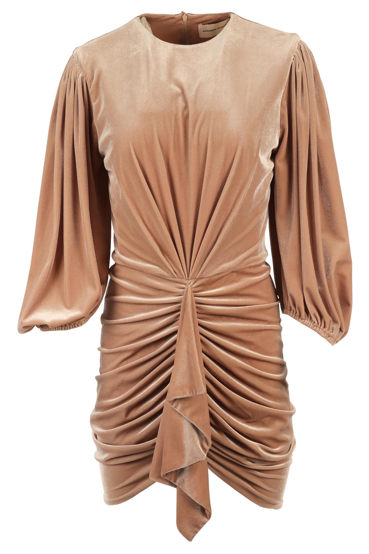 ALEXANDRE VAUTHIER BEIGE VELVET MINI DRESS FR 42 UK 14