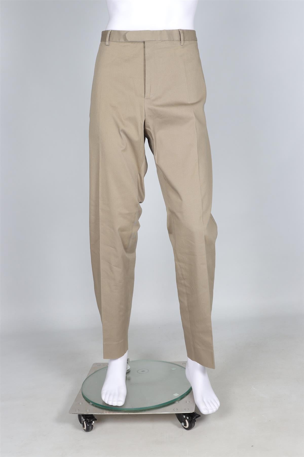 GUCCI BEIGE MEN'S COTTON STRAIGHT LEG TROUSERS IT 60 UK/US 46