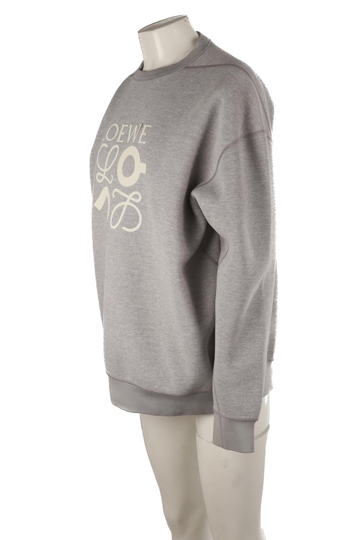 LOEWE + ON GREY JERSEY SWEATSHIRT SMALL