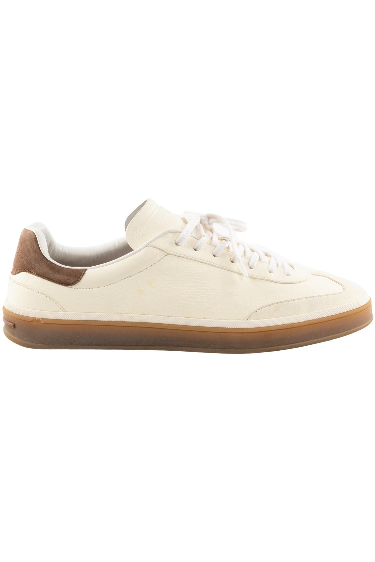 LORO PIANA CREAM MEN'S TENNIS WALK LEATHER SNEAKERS EU 46 UK 11 US 12