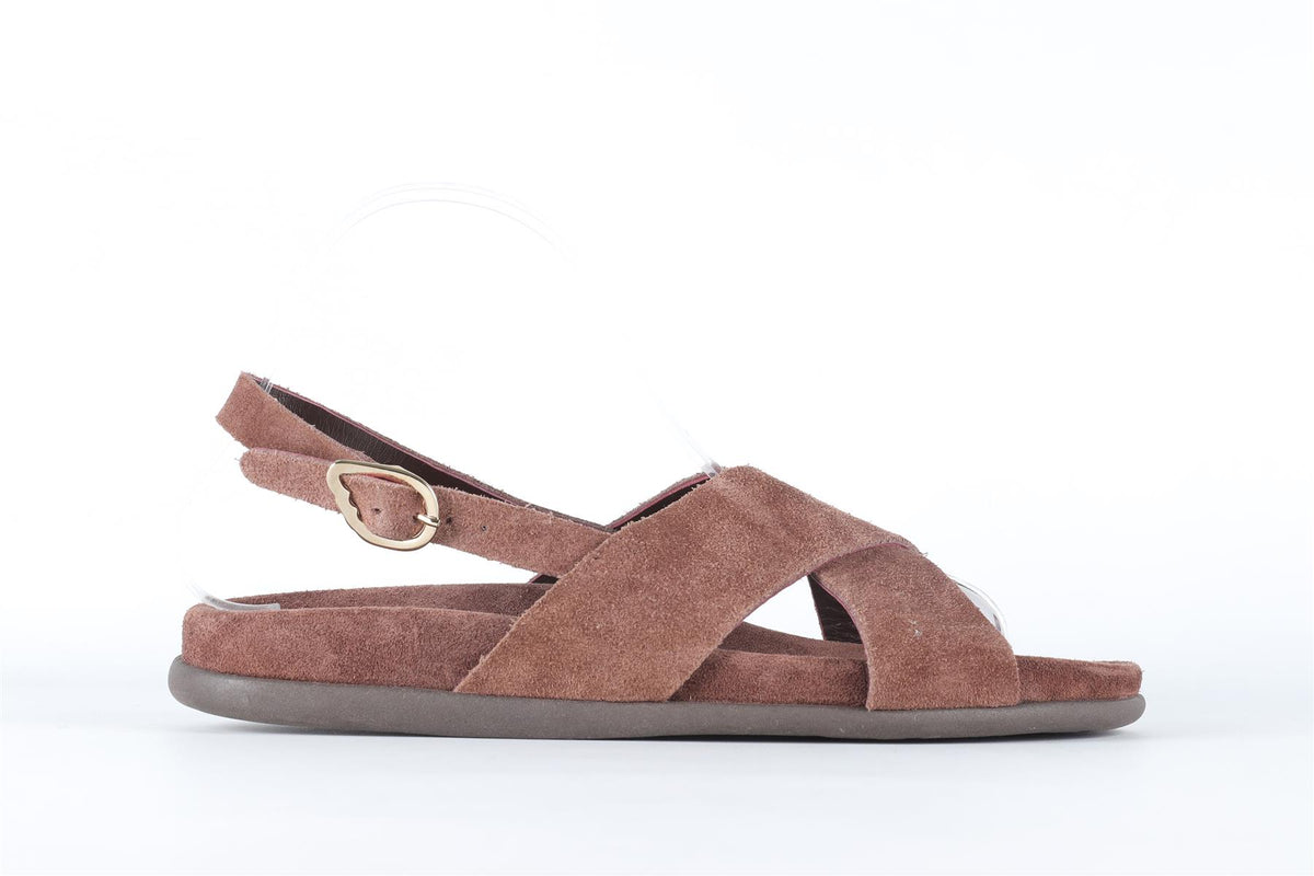 ANCIENT GREEK SANDALS BROWN SUEDE SANDALS EU 38 UK 5 US 8