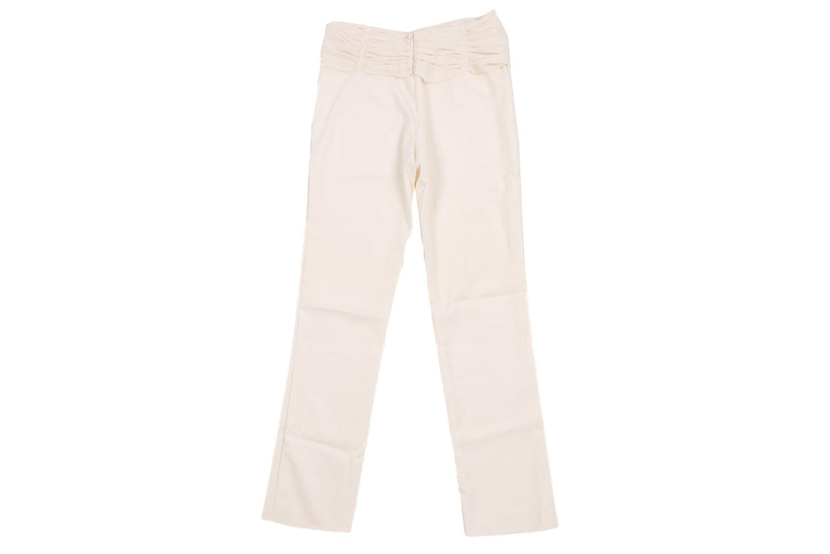 VERSACE IVORY VINTAGE SILK STRAIGHT LEG PANTS IT 38 UK 6
