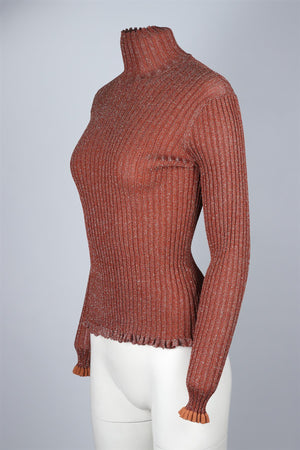 CHLOÉ BROWN SILK TOP MEDIUM