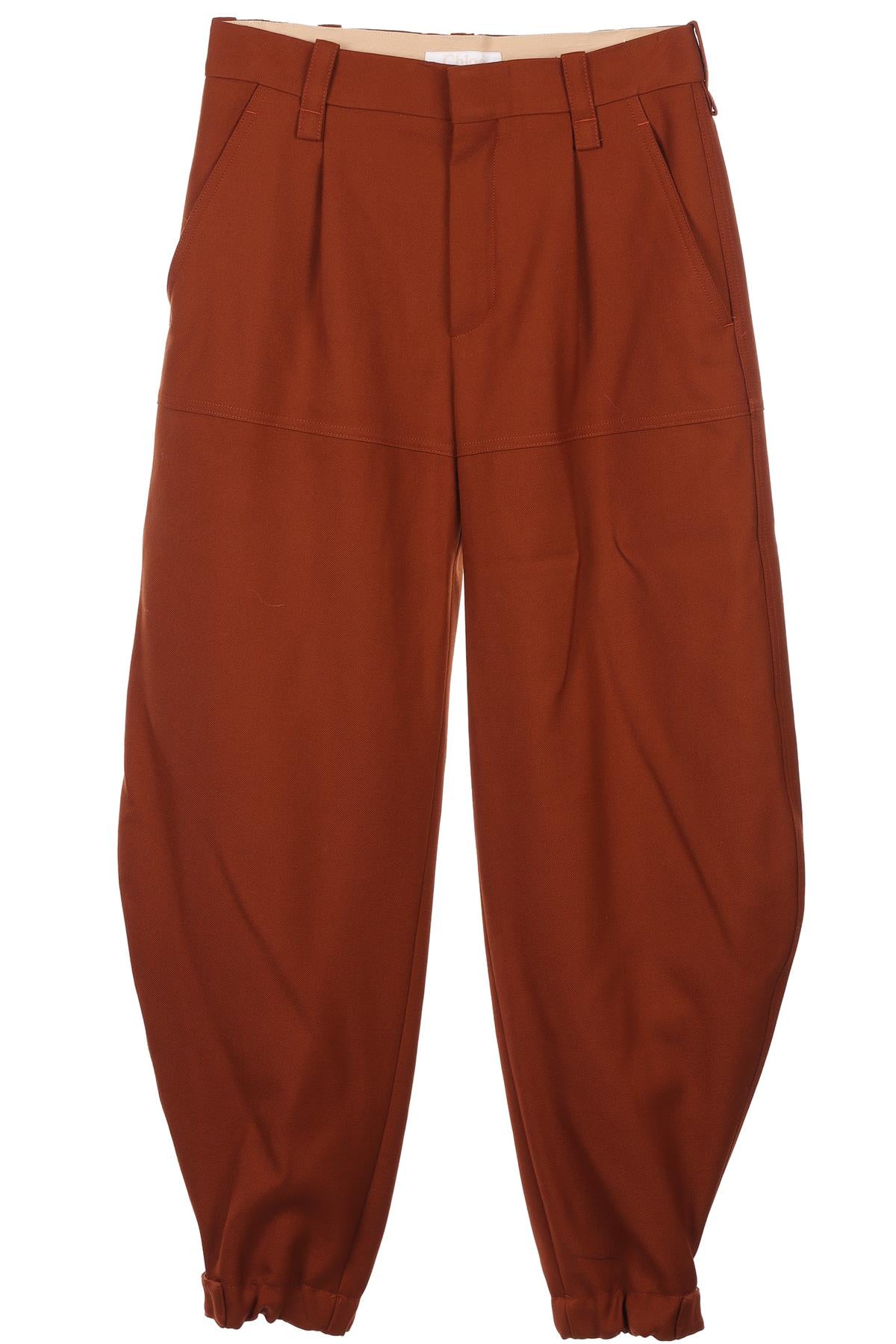 CHLOE BROWN WOOL TAPERED PANTS FR 36 UK 8