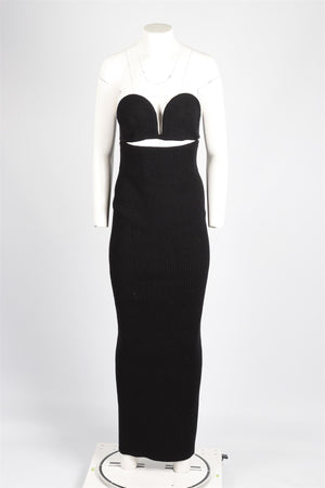 ALAÏA BLACK WOOL MAXI DRESS FR 36 UK 8