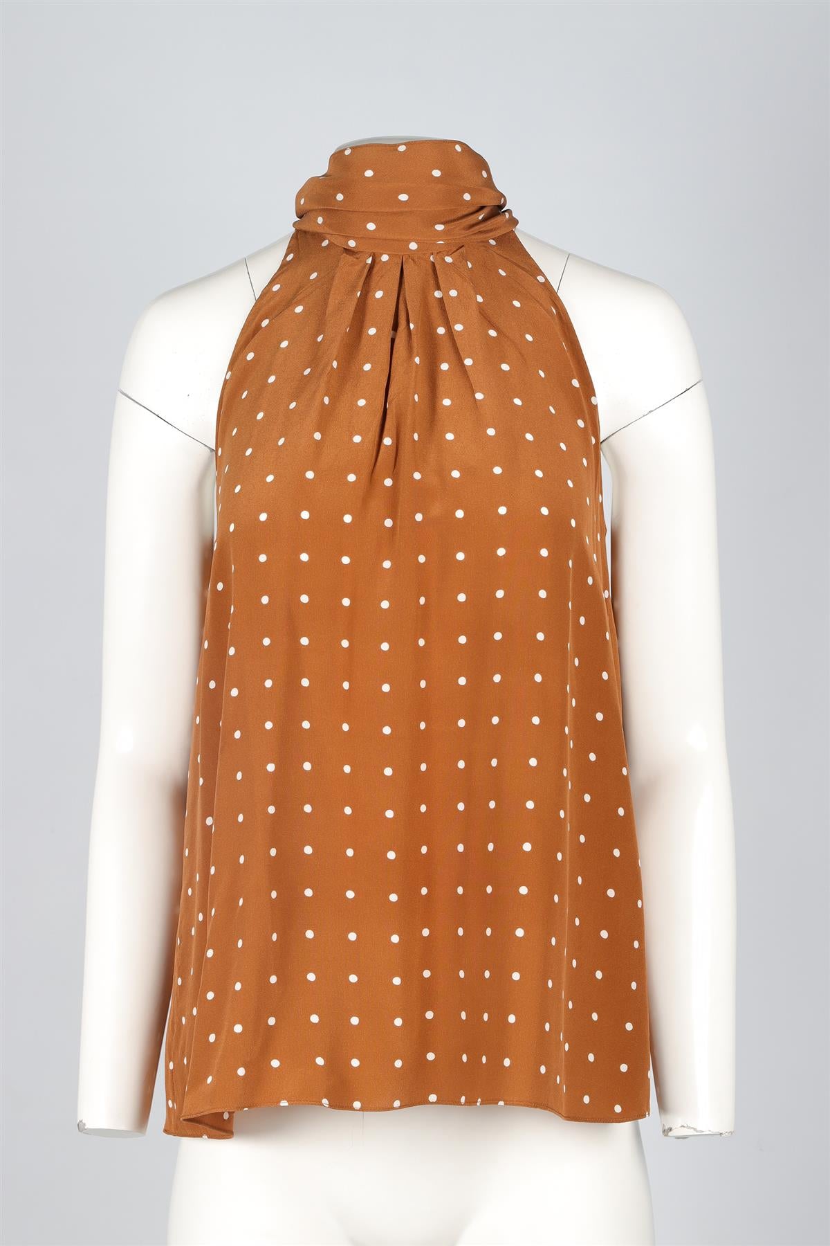 DIANE VON FURSTENBERG BROWN SILK TOP XSMALL