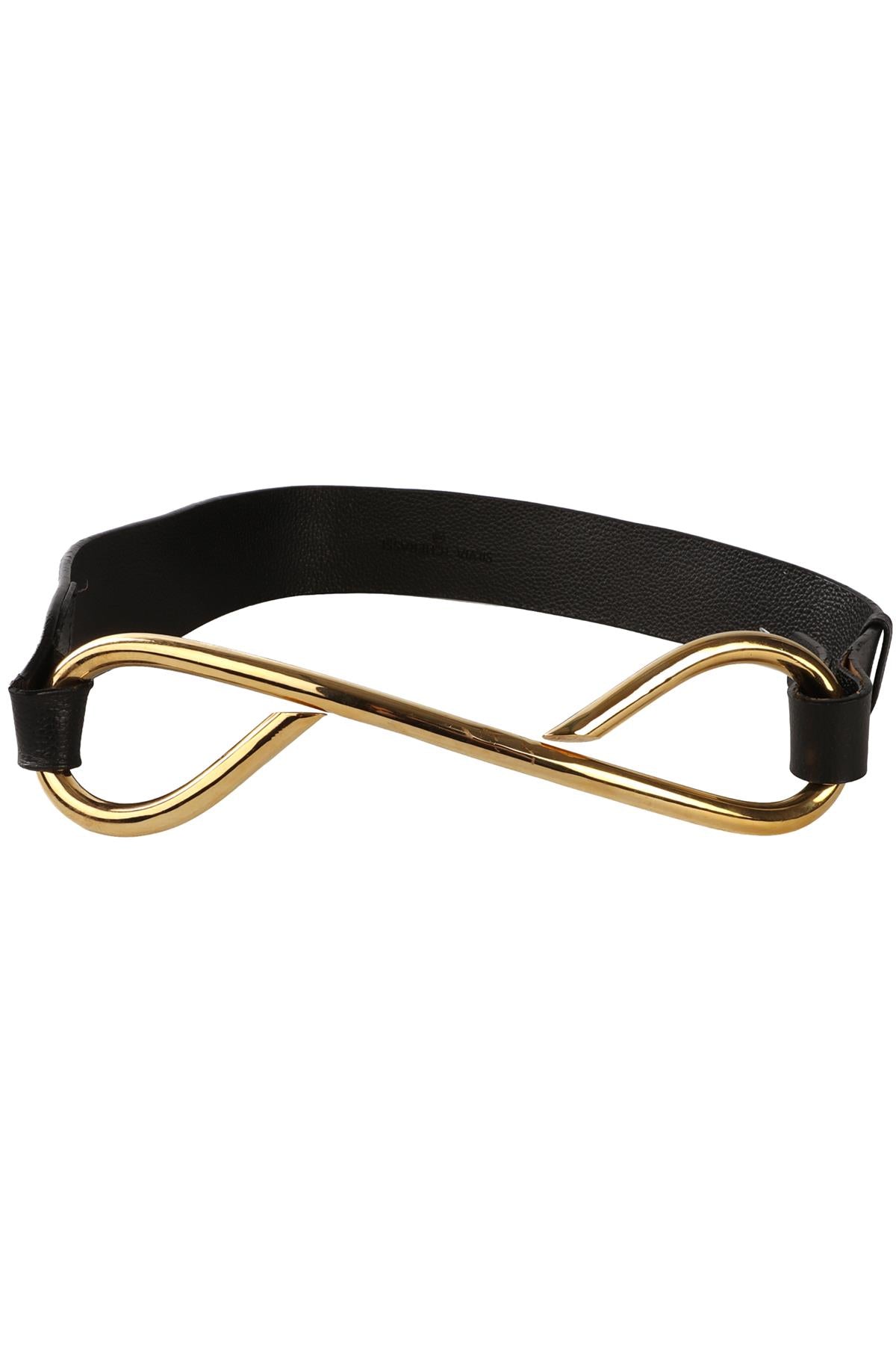 SILVIA TCHERASSI BLACK LEATHER WAIST BELT XSMALL