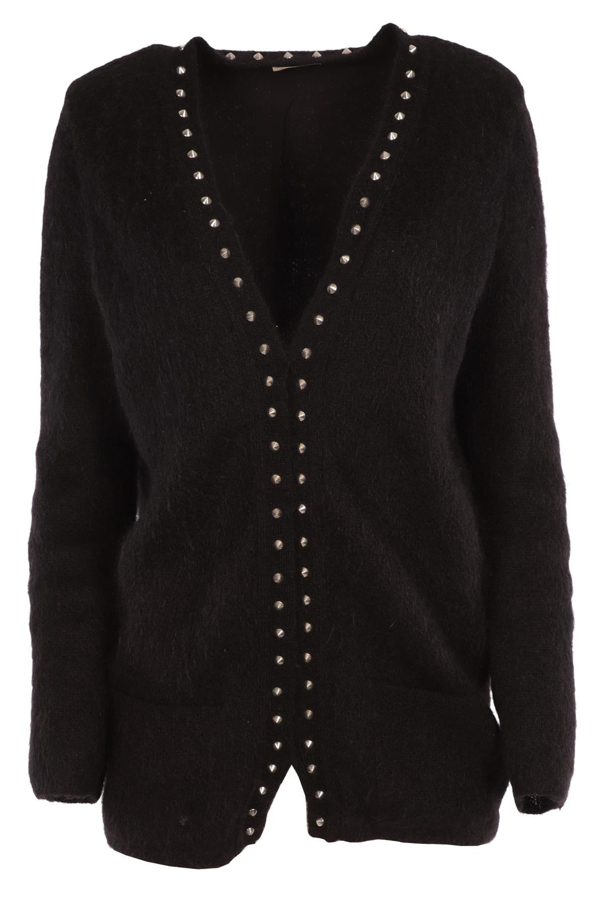SAINT LAURENT BLACK MOHAIR CARDIGAN XSMALL