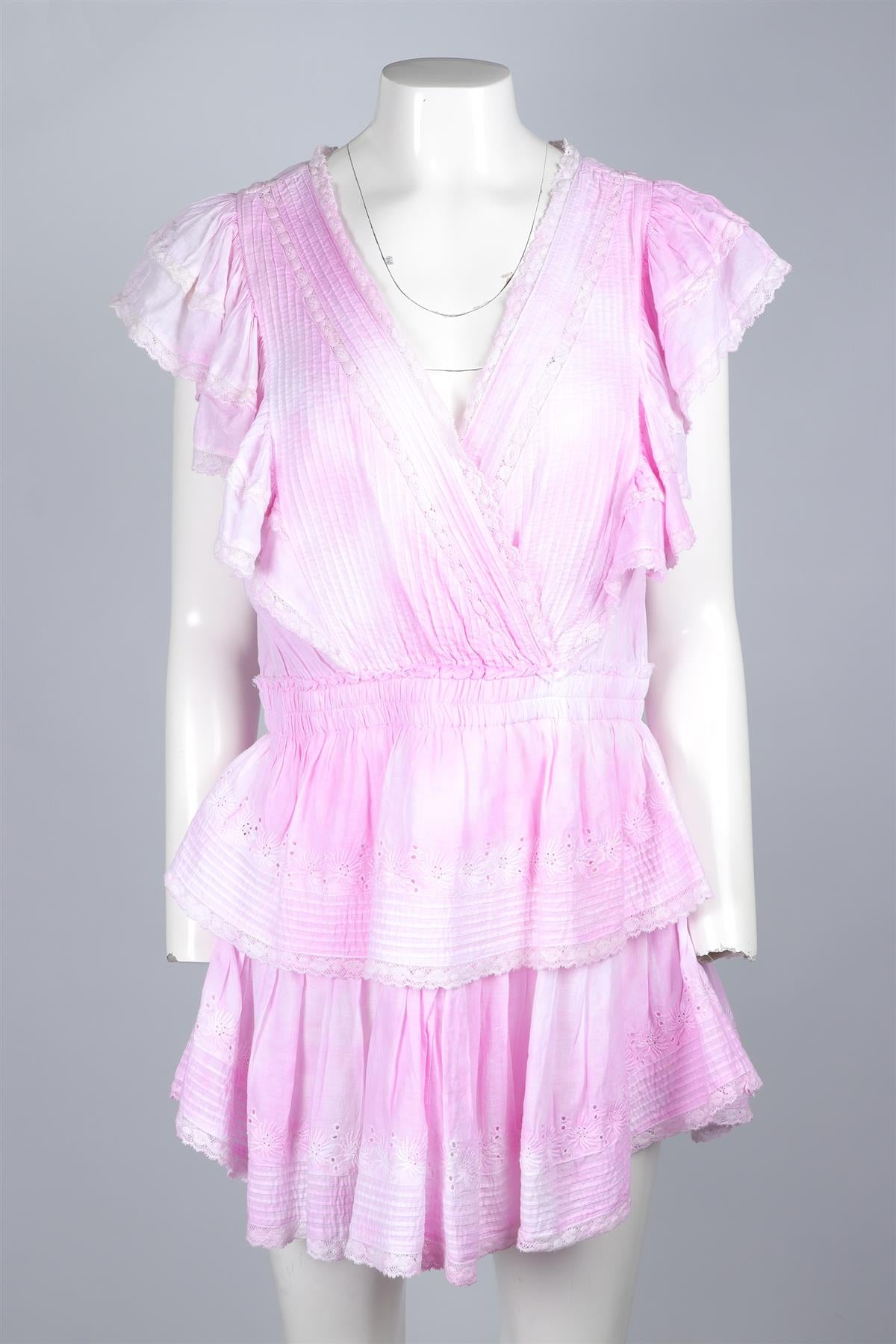 LOVESHACKFANCY PINK COTTON MINI DRESS LARGE