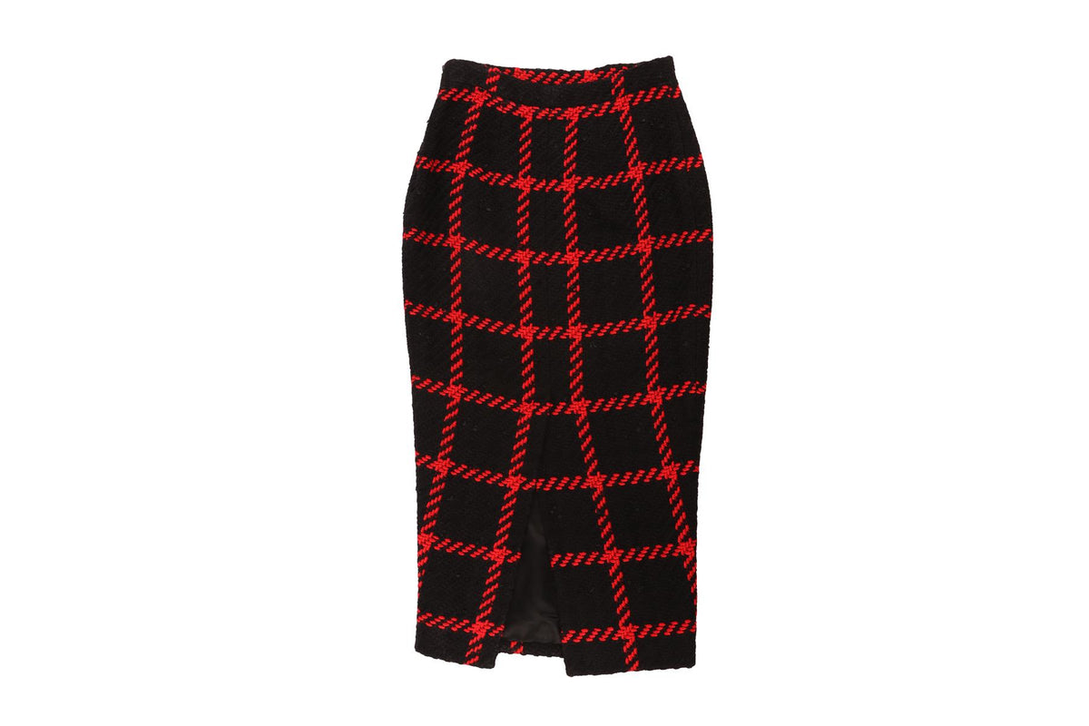 ALESSANDRA RICH BLACK WOOL MIDI SKIRT IT 38 UK 6