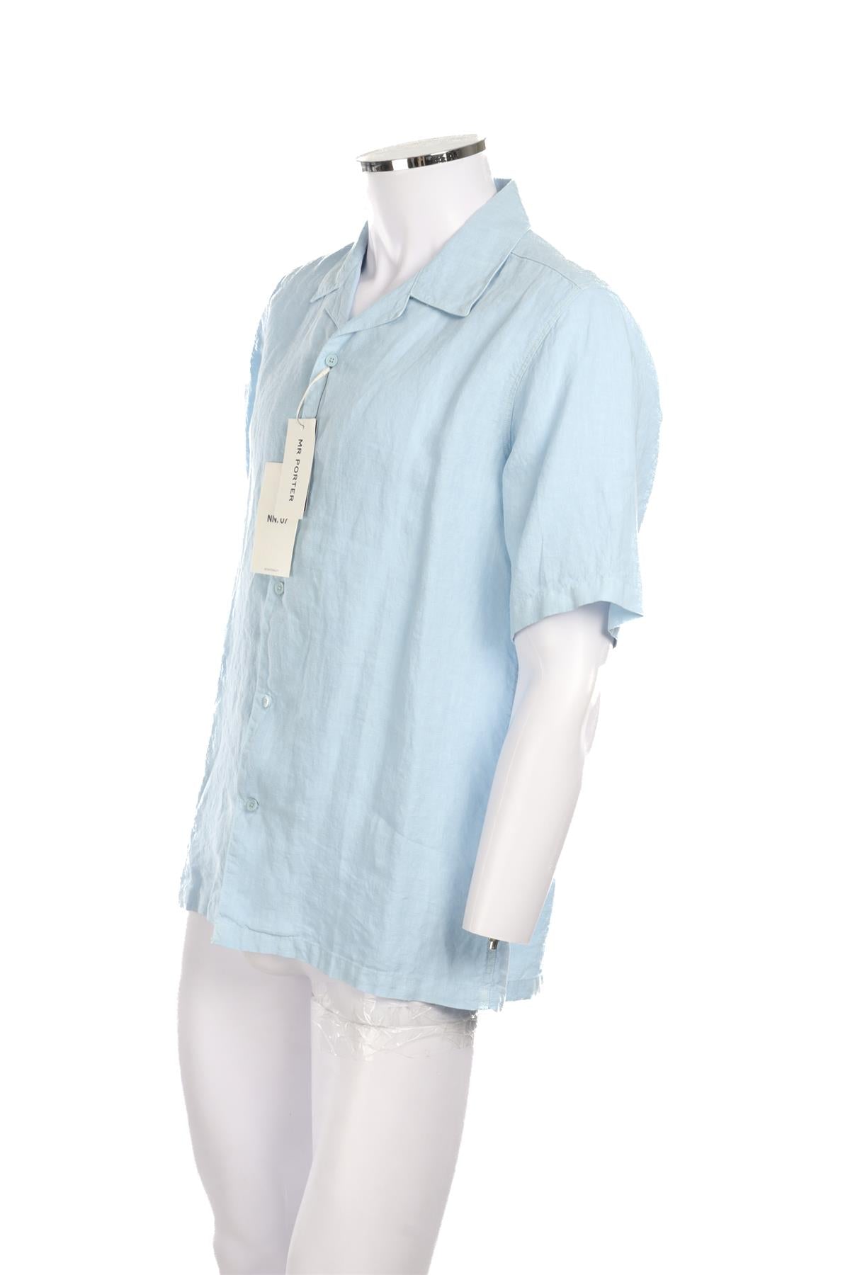 NO NATIONALITY BLUE MENS LINEN SHIRT SMALL