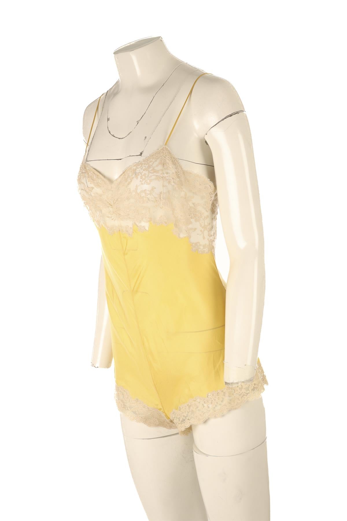 SAINT LAURENT YELLOW SILK BODYSUIT FR 36 UK 8