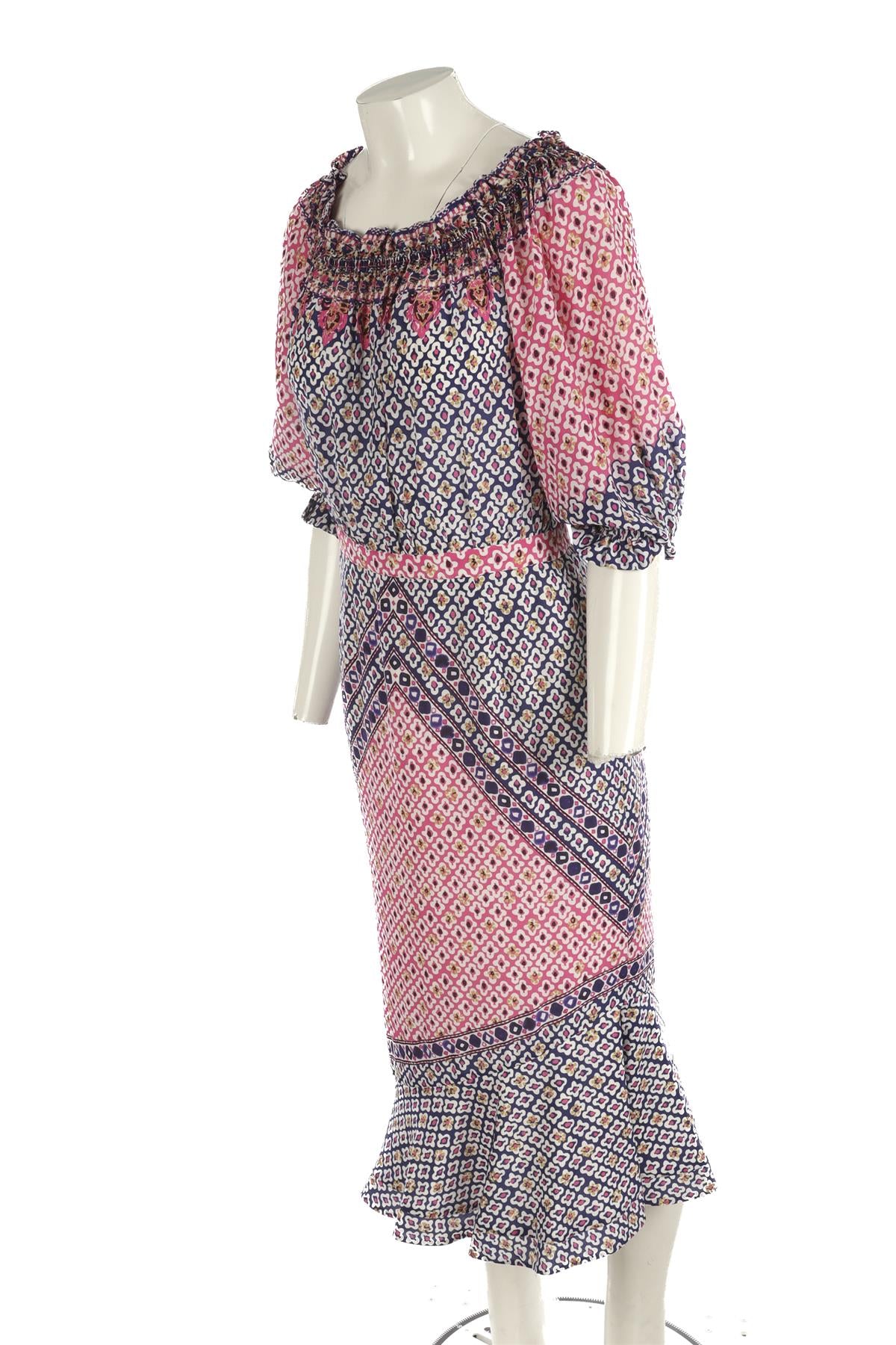 SALONI MULTI SILK MIDI DRESS UK 12
