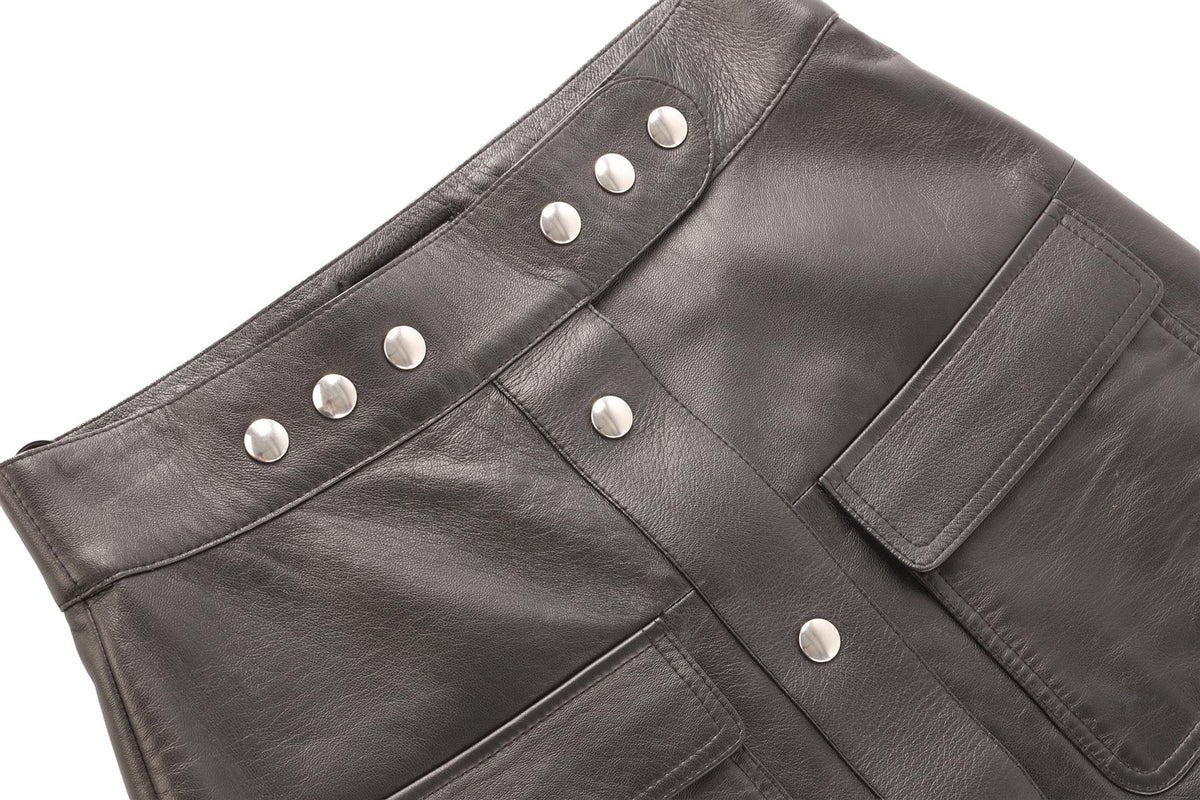 PRADA BLACK LEATHER MIDI SKIRT IT 36 UK 4