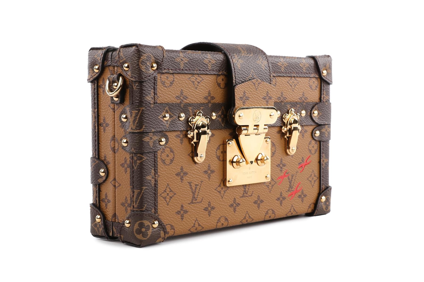 LOUIS VUITTON BROWN 2017 PETITE MALLE MONOGRAM COATED CANVAS CLUTCH