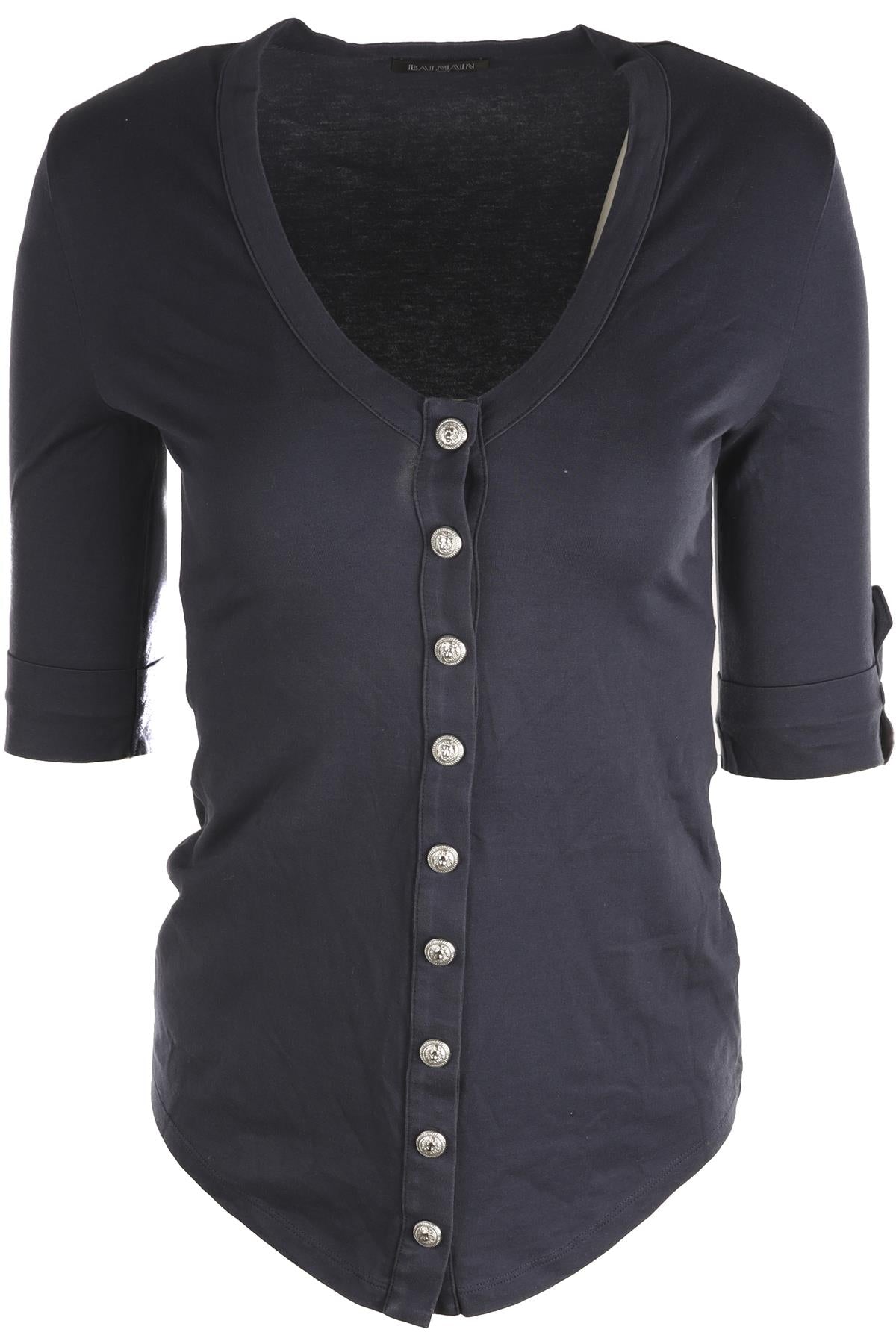 BALMAIN BLUE COTTON TOP FR 36 UK 8